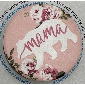 PopSockets PopGrip Phone Grip & Stand Swappable Top Mama Bear On White Pink Core